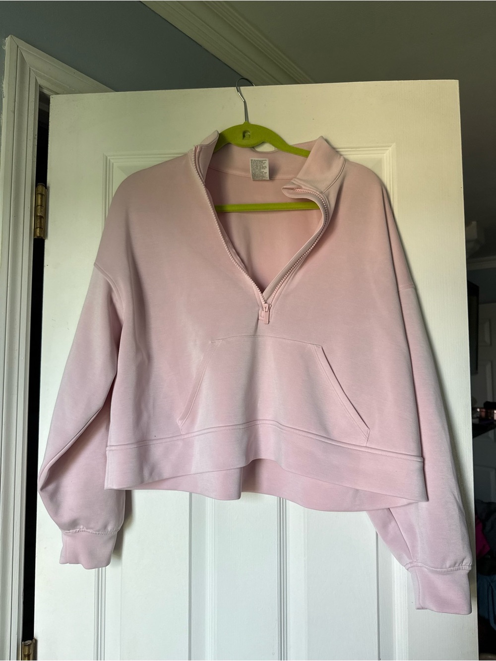 all in motion Pale Pink Soft Fleece Cropped Quarter-Zip Sweatshirt****Read